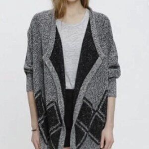 Madewell Angles Knit Cardigan Waterfall Sweater Womens (M/L) Charcoal Black